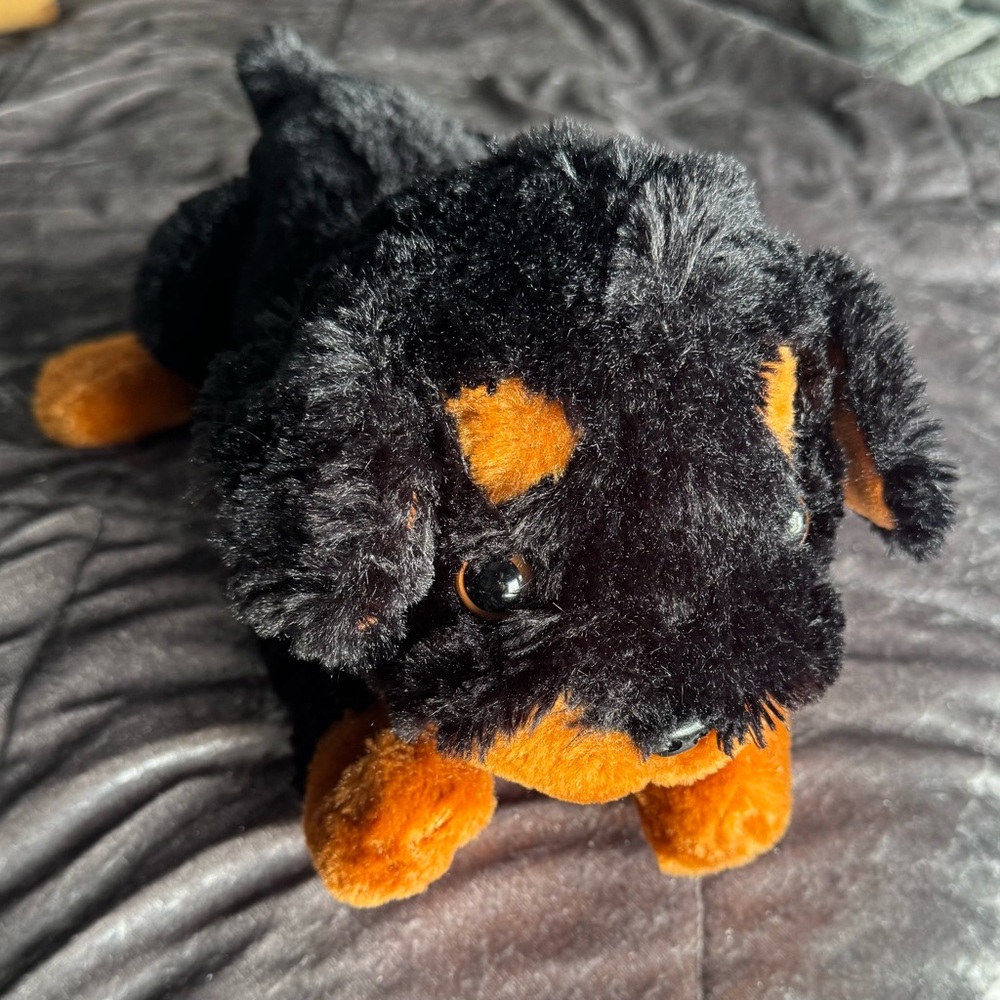 Plush Rottweiler Black and Brown Dog Toy